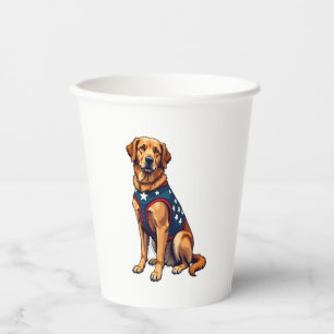 Patriotic Service Dog Golden Retriever Shirt Paper Cups