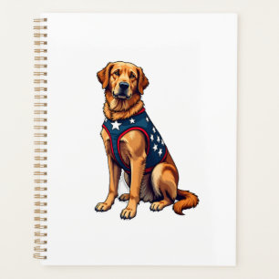 Patriotic Service Dog Golden Retriever Shirt Planner