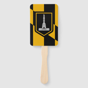 Patriotic set of hand fans with flag of Baltimore
