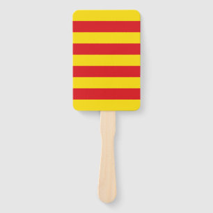 Patriotic set of hand fans with flag of Catalonia