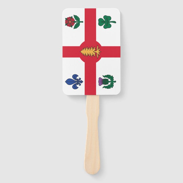 Patriotic set of hand fans with flag of Montreal (Front)