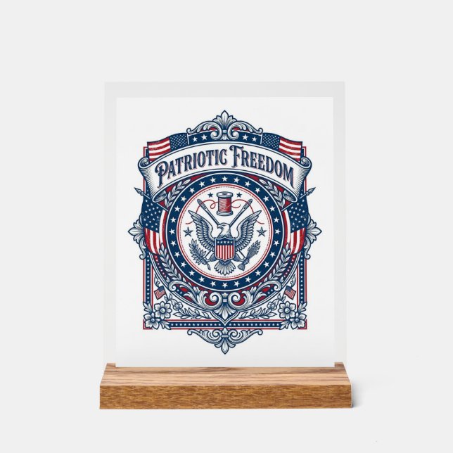 Patriotic Sewing Circle Vector Graphic Tee Acrylic Sign (Front)