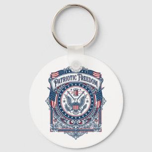 Patriotic Sewing Circle Vector Graphic Tee Key Ring