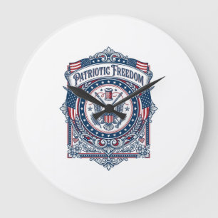 Patriotic Sewing Circle Vector Graphic Tee Large Clock