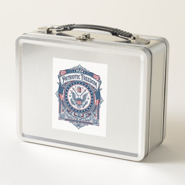 Patriotic Sewing Circle Vector Graphic Tee Metal Lunch Box (Front)