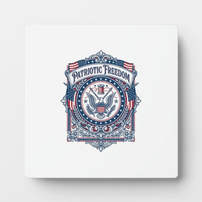 Patriotic Sewing Circle Vector Graphic Tee Plaque (Front)