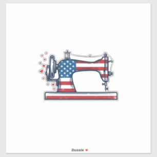 Patriotic Sewing Machine Vintage Engraving Vector_