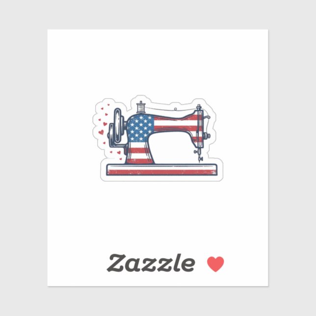 Patriotic Sewing Machine Vintage Engraving Vector_ (Sheet)