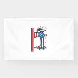 Patriotic Sewing Machine Vintage Engraving Vector_ Banner