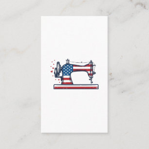 Patriotic Sewing Machine Vintage Engraving Vector_ Business Card