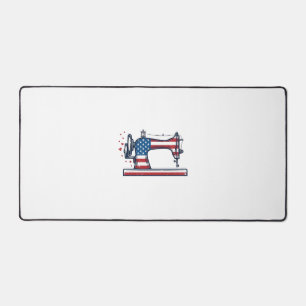Patriotic Sewing Machine Vintage Engraving Vector_ Desk Mat