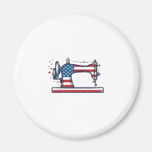 Patriotic Sewing Machine Vintage Engraving Vector_ Magnet