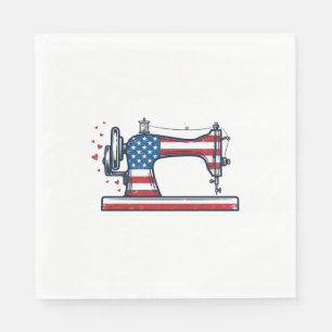 Patriotic Sewing Machine Vintage Engraving Vector_ Napkin
