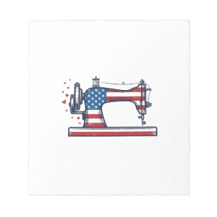 Patriotic Sewing Machine Vintage Engraving Vector_ Notepad