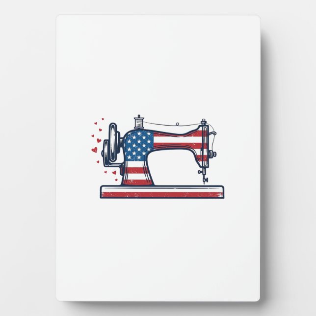 Patriotic Sewing Machine Vintage Engraving Vector_ Plaque (Front)