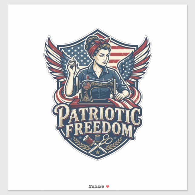 Patriotic Sewing Mum Vector Graphic Tee_1 (Sheet)