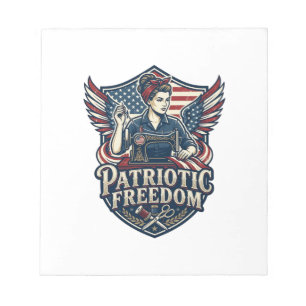 Patriotic Sewing Mum Vector Graphic Tee_1 Notepad