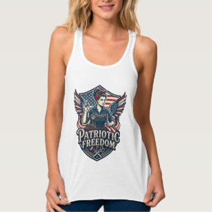 Patriotic Sewing Mum Vector Graphic Tee_1 Singlet