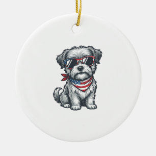 Patriotic Shaggy Dog Vintage Engraving Tank Top_1 Ceramic Tree Decoration
