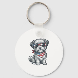 Patriotic Shaggy Dog Vintage Engraving Tank Top_1 Key Ring