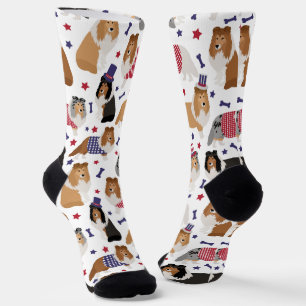 Patriotic Sheltie Shetland Sheepdog Socks
