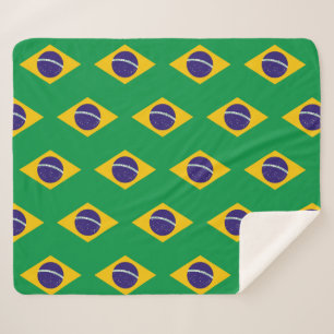 Patriotic Sherpa Blanket with Brazil flag