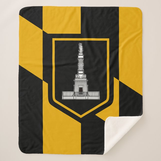 Patriotic Sherpa Blanket with flag of Baltimore (Front)