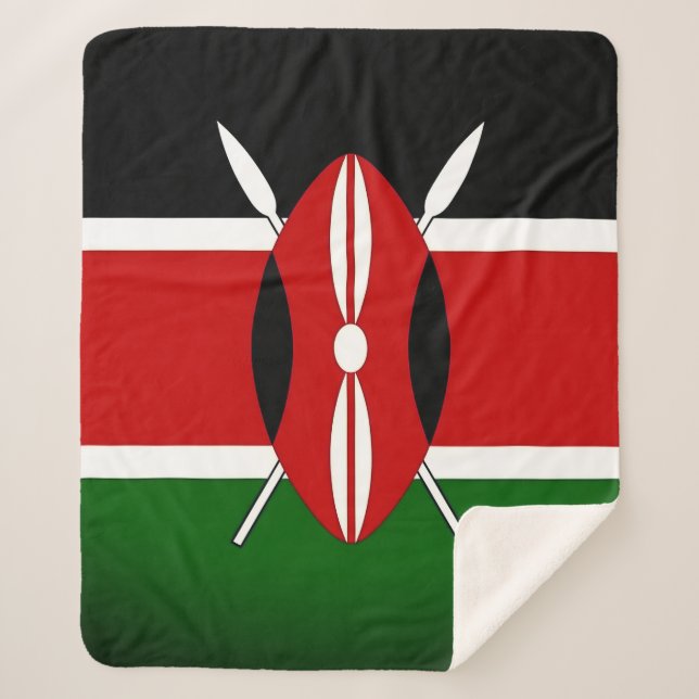 Patriotic Sherpa Blanket with flag of Kenya (Front)
