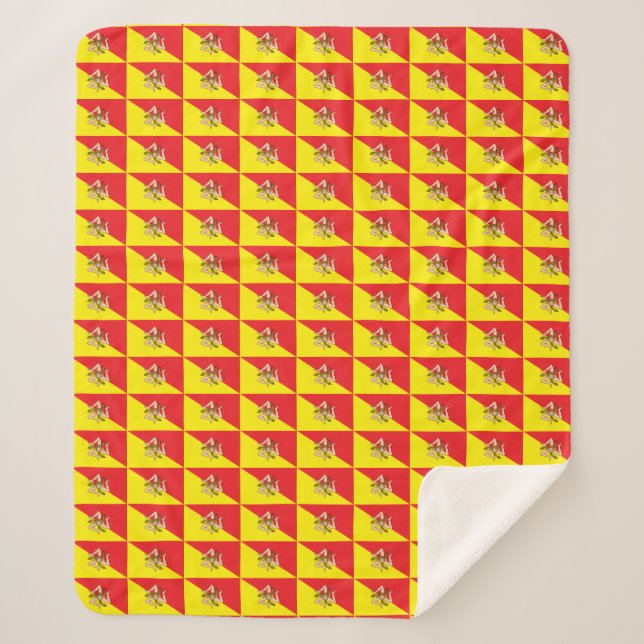 Patriotic Sherpa Blanket with flag of Sicily (Front)