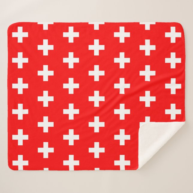Patriotic Sherpa Blanket with Switzerland flag (Front (Horizontal))