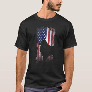 Patriotic Shetland Sheepdog American Flag Cool Dog T-Shirt