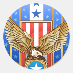 Patriotic Shield Classic Round Sticker