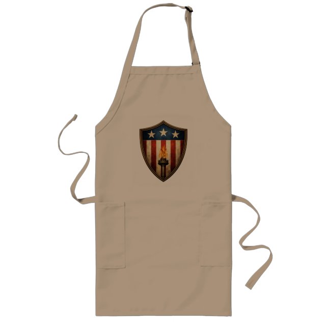 Patriotic Shield Torch American Liberty Flame Long Apron (Front)
