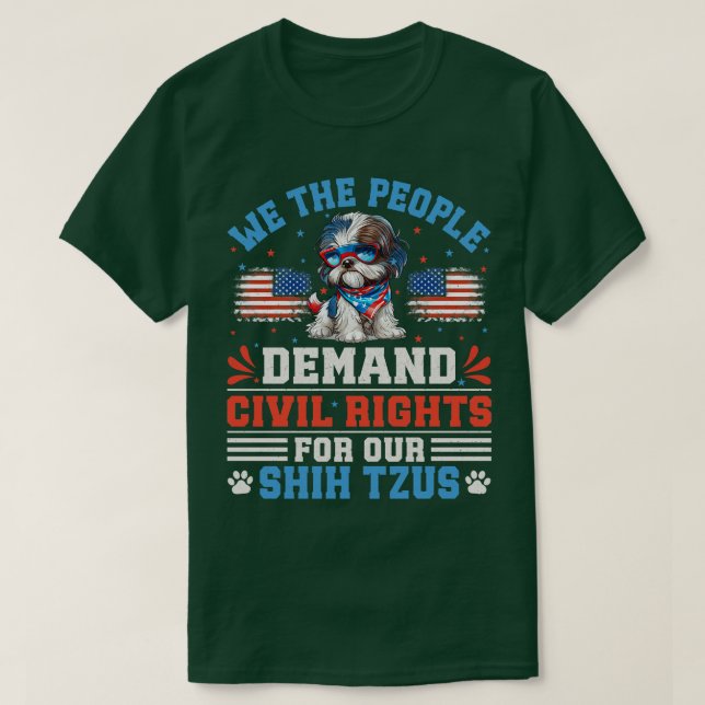 Patriotic Shih Tzu Dog T-Shirt (Design Front)