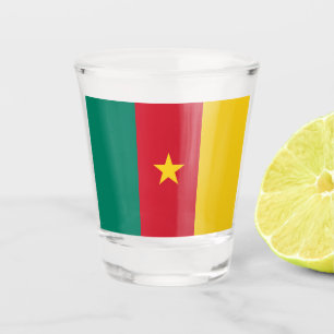 Patriotic shot glass with flag of Cameroon