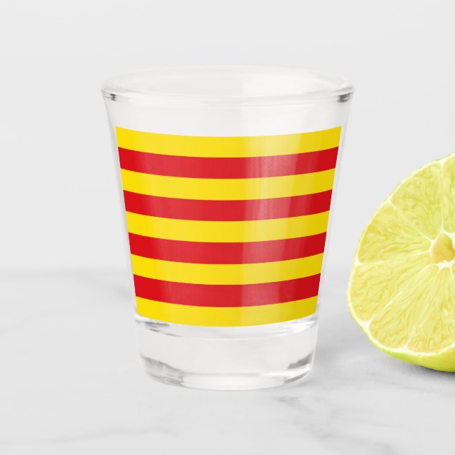 Patriotic shot glass with flag of Catalonia (Front)