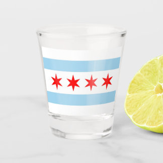 Patriotic shot glass with flag of Chicago