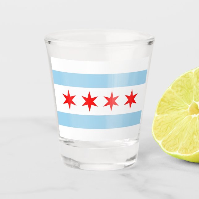 Patriotic shot glass with flag of Chicago (Front)