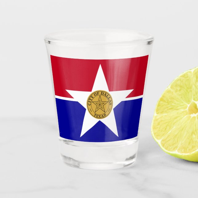 Patriotic shot glass with flag of Dallas (Front)