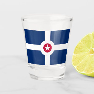 Patriotic shot glass with flag of Indianapolis