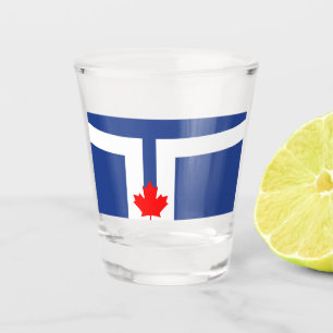 Patriotic shot glass with flag of Toronto, Canada