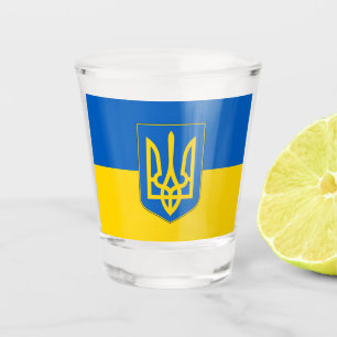 Patriotic shot glass with flag of Ukraine 