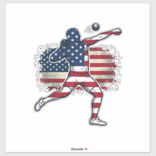 Patriotic Shot Put Athlete Vintage Engraving Desig