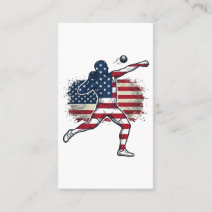 Patriotic Shot Put Athlete Vintage Engraving Desig Business Card