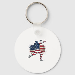 Patriotic Shot Put Athlete Vintage Engraving Desig Key Ring