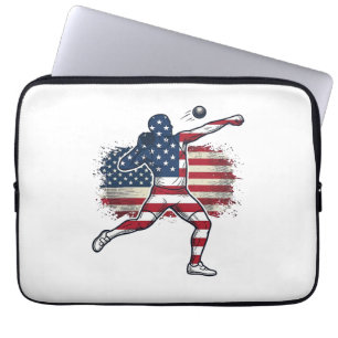 Patriotic Shot Put Athlete Vintage Engraving Desig Laptop Sleeve