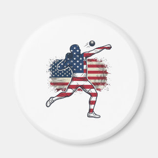 Patriotic Shot Put Athlete Vintage Engraving Desig Magnet