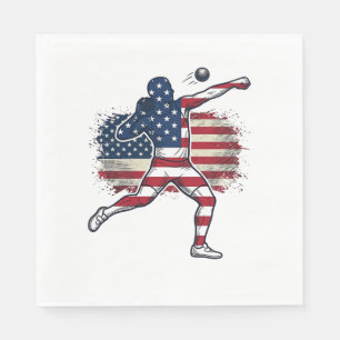 Patriotic Shot Put Athlete Vintage Engraving Desig Napkin