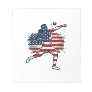 Patriotic Shot Put Athlete Vintage Engraving Desig Notepad