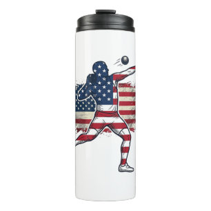 Patriotic Shot Put Athlete Vintage Engraving Desig Thermal Tumbler